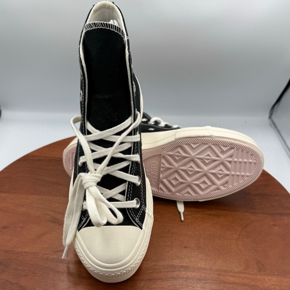 Converse All Star Lift Platform High Top Sneakers Women 7 Black Floral Patchwork